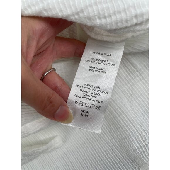 Quince Womens Small Peasant Blouse Long-Sleeve Organic Cotton White Cottagecore - Picture 5 of 8